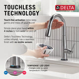 Delta Faucet Essa Touchless Kitchen Faucet with Touch Technology, Brushed Nickel Kitchen Sink Faucet with Pull Down Sprayer, Arctic Stainless 9113TL-AR-DST