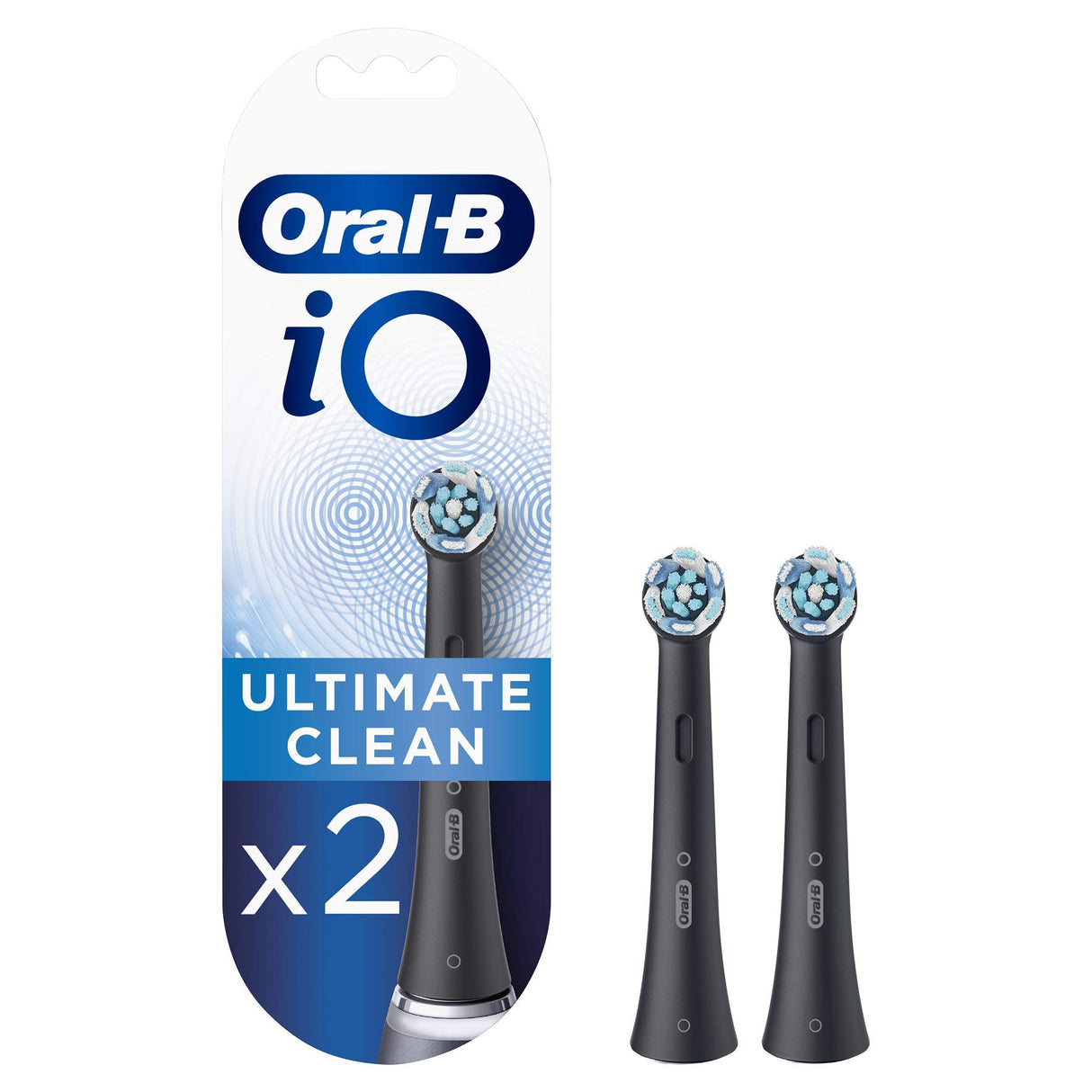 Oral-B iO Ultimate Clean Electric Toothbrush Head, Twisted & Angled Bristles for Deeper Plaque Removal, Pack of 2 Toothbrush Heads, Black