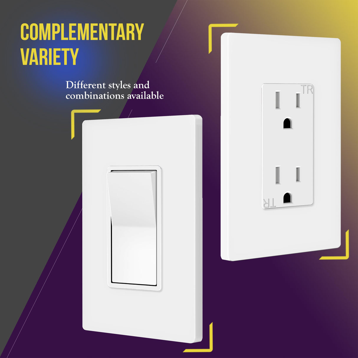 ENERLITES Screwless Decorator Wall Plate Child Safe Outlet Cover, Size 1-Gang 4.68" H x 2.93" L, Polycarbonate Thermoplastic, SI8831-W-10PCS, White (10 Pack)