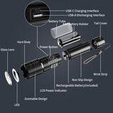 PHIXTON Rechargeable Flashlights 100000 High Lumens Long Range 3280 FT, Super Bright USB C LED Flashlight Long Lasting 15 Hours, Powerful Multifunctional Strong Flash Lights, for Camping
