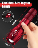 Victoper LED Flashlight 2 Pack Red, Bright Tactical Torch High Lumens 5 Modes, Waterproof Zoomable Flash Light for Outdoor, Birthday Gifts for Men, Dorm Room Hiking Camping Essentials Gear for Guys