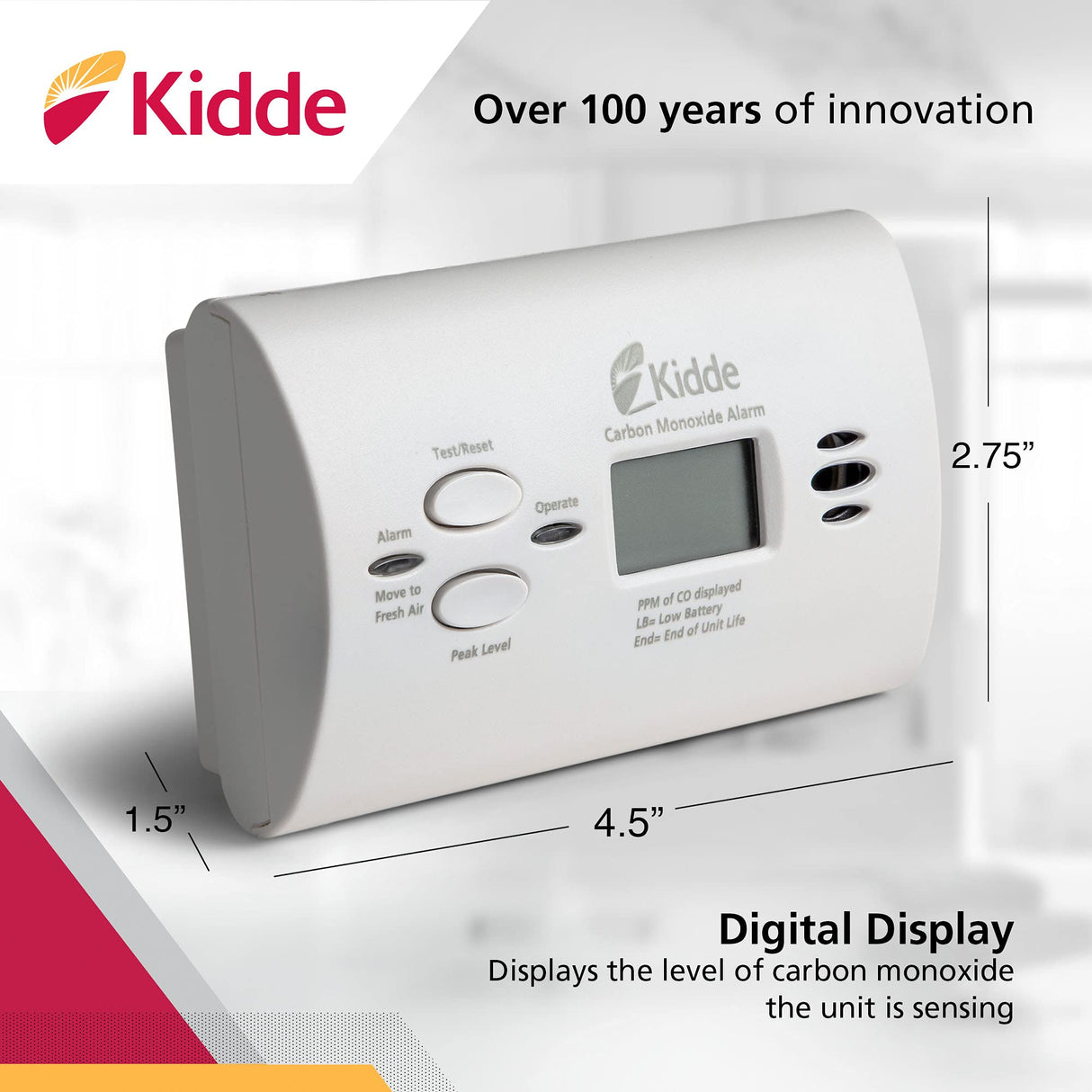 Kidde Hardwired Smoke & Carbon Monoxide Detector, AA Battery Backup, Interconnectable & Carbon Monoxide Detector, AA Battery Powered CO Alarm with LEDs, Test-Reset Button