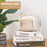 Pomeat Decorative Nautical Door Stop, Sailors Knot Rope Stopper, Weighted Heavy Doorstop for Bedroom & Living Room, Window Wedge & Bookend - 5.2 inch (White)