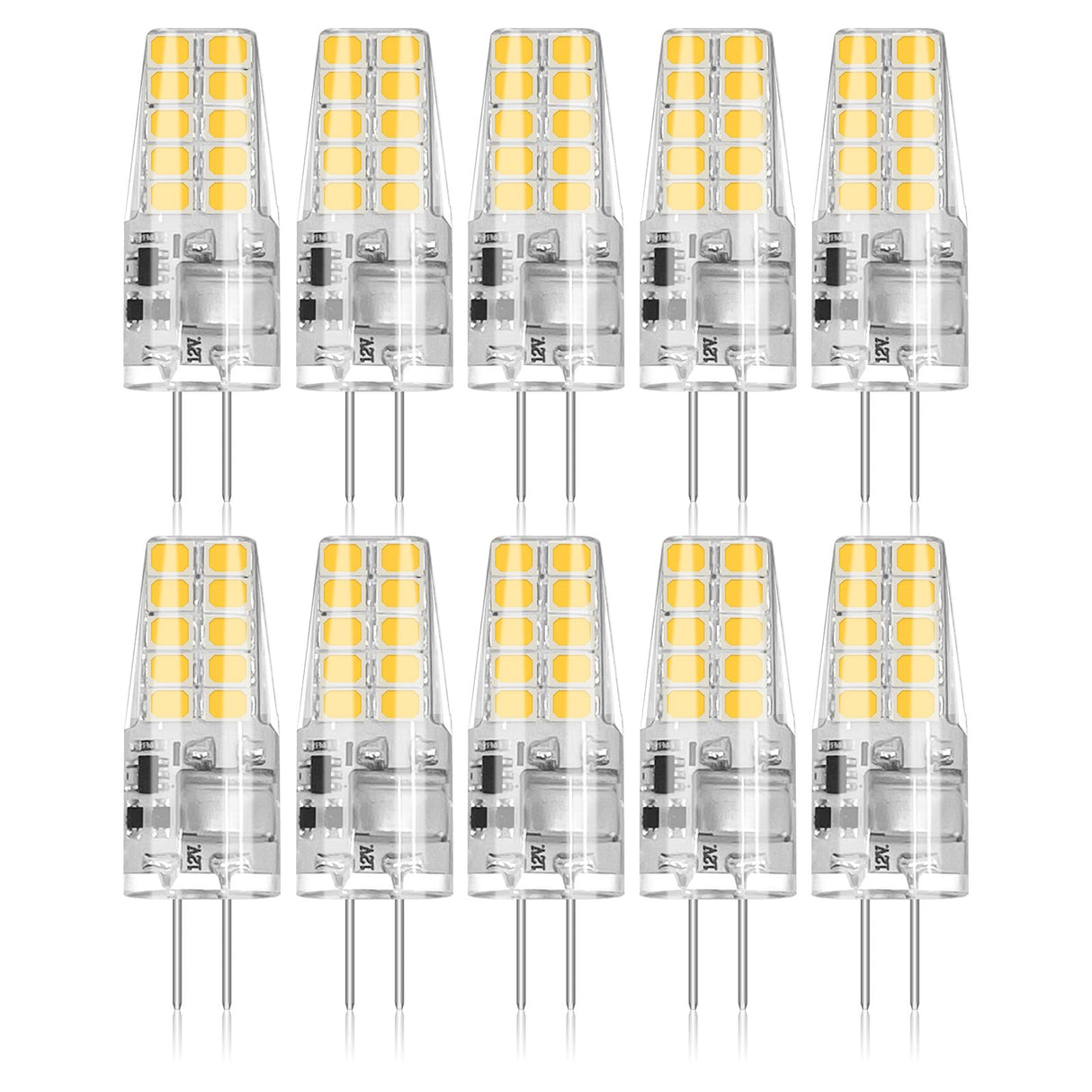 BUBO 10 Pack G4 LED Bulb 2W Equivalent 30W 3000K Warm White 250 Lumens 360°Beam Angle, T3 Halogen Bulb Replacement Landscape Bulbs, AC/DC 12V Led Lights G4 Bi-Pin Base for Outdoor Landscape Lighting