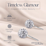 Crystalline Azuria 925 Sterling Silver Earrings White Crystals Round Disco Ball Stud Earrings 8 mm for Women