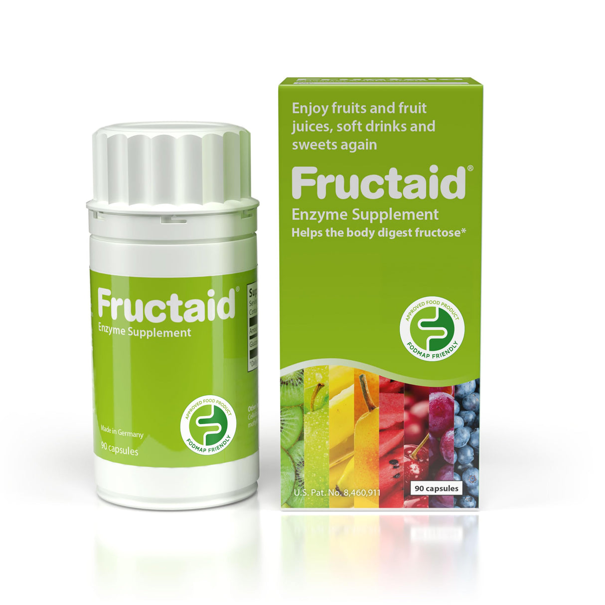 Fructaid Enzyme Supplement – 90 Capsules, so That You can Enjoy Fruits, Fruit Juices, Soft Drinks, and Sweets Again, Dietary Supplement, Gluten-Free, Lactose-Free