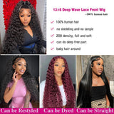 30 Inch Deep Wave Lace Front Wig Human Hair 13x6 HD Pre Plucked 200% Density Deep Curly Lace Frontal Wig for Women
