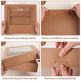 PFAMKEER 24 pcs Cookie Boxes,14x10x2.5 Inch Large Bakery Boxes with Window for Pies Chocolate Strawberries Muffins Donuts Pastry Dessert Christmas(Brown) (Brown, 14 * 10 * 2.5inch/24pcs)