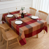 Red Brown Plaid Winter Rectangle Tablecloth - 60 x 120 Inch Oblong Polyester Checkered Gingham Christmas Table Cover Reusable Water Resistant for Fall/Autumn Thanksgiving Holiday Kitchen Dining