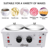Double Wax Warmer Professional Electric Heater Machine for Hair Removal, Dual Pot Paraffin Facial Skin Body SPA Salon Equipment With Adjustable Temperature Set