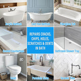 Tub Repair Kit White, Tub Chip and Bathtub Repair Kit for Enamel, Fiberglass, Acrylic, Porcelain, Patch and Repairs Chips, Crack, Scratches, Rust, Holes on Tubs, Toilet, Sink, Shower, Tray in Bathroom