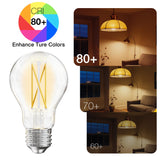 DAYBETTER 12 Pack A19 Vintage LED Edison Bulbs, 60W Equivalent, Dimmable, High Brightness 2700K Warm White, 800 Lumens, 8W E26 Standard Base, CRI80+, Clear Glass Filament Bulb for Living Room