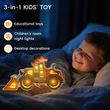 Letoiz Night Light for Kids, Wooden Loader with Led Night Light, Nursery Nightlight for Toddler Ages 3+ Boys and Girls, Cute Lamps for Birthday Gift, Christmas, New Year, Kids Room Decor, Bedroom