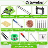 Soldering Station, 100W Digital Display Soldering Iron Station Kit with 2 Helping Hands, 356°F - 896°F, Auto Sleep, °C/°F Conversion, Solder Wire, Tips, Stand, Pump, Tweezers, Tip Cleaner, Green