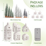 Christmas Decorations Indoor, 5 Lighted Ceramic Christmas Village Houses