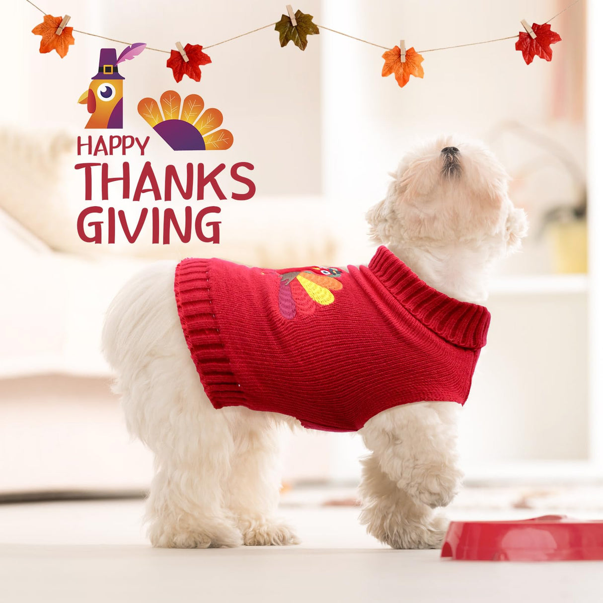 3 Pack Halloween Thanksgiving Christmas Dog Cat Knit Sweater Set - Dog Clothes with Santa Pattern Pumpkin Turkey Pets Costumes-Dog Fall Sweaters for Holiday(m)