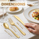 WDF 180 Count Gold Plastic Silverware Set - Heavy Duty Disposable Cutlery (60 Forks, 60 Knives, 60 Spoons) - BPA-Free Gold Flatware for Wedding/Fall Party/Baby Shower/Thanksgiving/Christmas