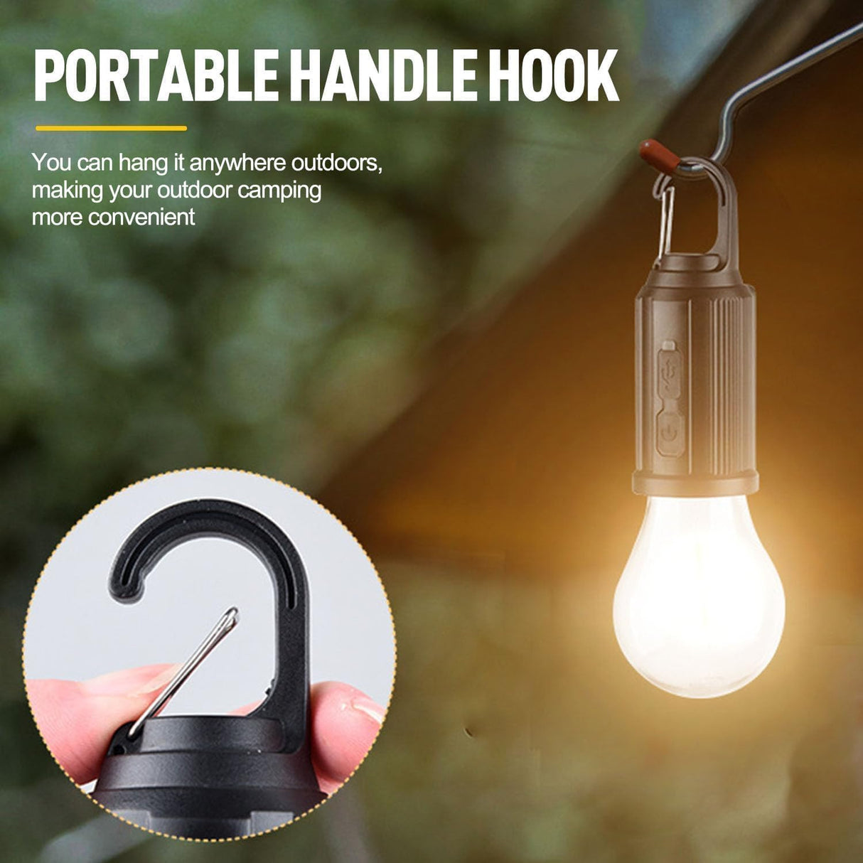 MODOAO Solar Tent Lights USB Rechargeable Led Camping Lantern ,Outdoor Hanging Light Bulbs with Clip Hook for Camping, Christmas, Decorations, Emergency,Flashlight (1pcs) (4)