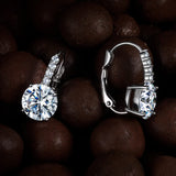 Dwearbeauty Earrings for Women, 18K White Gold Plated Earring Hypoallergenic Round Cut Cubic Zirconia Drop Dangle Earrings wedding Bridal Earring for Women Prong Setting