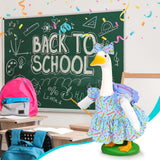 JcHrmers Back to School Goose Outfit Crayon and Pencil Goose Clothes Fits 23" Cement Plastic Geese Statue for School Classroom Outdoor Garden Yard Patio Statue Art Decor