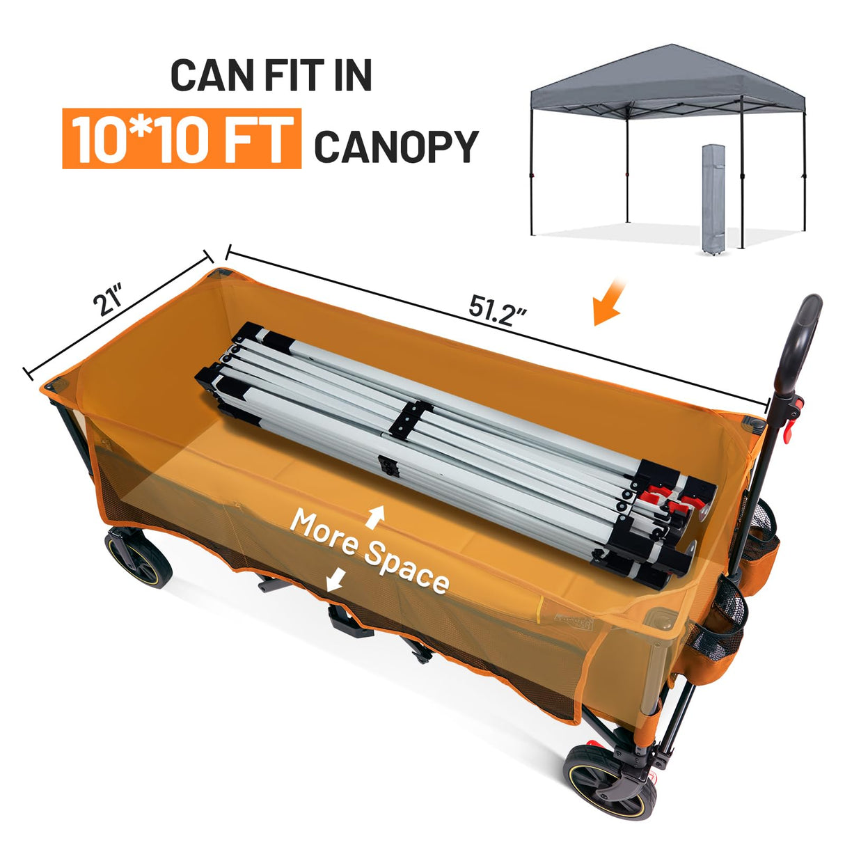 Timber Ridge 51.2'' Extended Collapsible Wagon Cart with Brakes