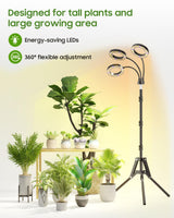 Tmsluody Grow Lights for Indoor Plants, Full Spectrum LED Plant Light with Tripod Stand, Plant Growing Lamps with Timer 3/9/12H, 3 Color Modes, 6 Brightness, 78'' Adjustable Height for Large Plants