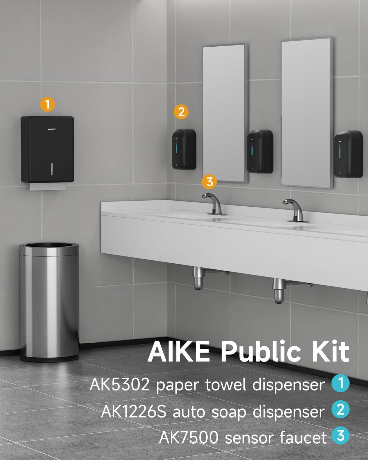 AIKE 400 Sheets Wall Mount Paper Towel Dispenser,Fit Multifold Paper,Large Capacity with Lock for Commercial, Black(Folded Size 10" x 3.5" Or Smaller)