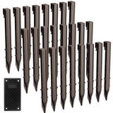 24 Pack Plastic Landscape Edging Anchoring Stakes,9.8 Inch, Brown