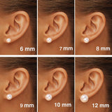 Natural Freshwater Cultured Pearl Stud Earrings for Women, 8mm AAAA+ Handpicked, 925 Sterling Silver 18k Gold Plated Hypoallergenic Jewelry
