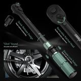 DISEN 9PCS Click Torque Wrench Set 1/4" 3/8" 1/2" Drive 20-220 In.lb, 5-45 Ft.lb, 10-170 Ft.lb with 6 Adapters, ±3% Accuracy, 72-Tooth, Dual Scale, Storage Case for Bike, Motorcycle, Car, Truck Repair