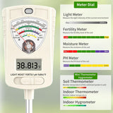 Soil Test Kit, 7-in-1 Soil Moisture Meter, Dual Screen Soil Tester, Moisture/pH/Temperature/Sunlight/Air Humidity/Fertility, Perfect for Farming, Gardening, Lawns, Outdoor-Lvory White