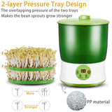 OYSIR Bean Sprouts Machine, LED Display Time Control, Intelligent Automatic Bean Sprouts Maker, 2 Layers Function Large Capacity Seed Grow Cereal Tool, 110V