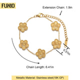FUNIO 18K Gold Plated Van cleef Clover Bracelet Love bangle Set for Women - Stack Friendship Bracelet Lucky Link Bracelets Jewelry Gifts Trendy for Women