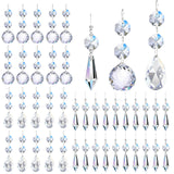 Milkary 44 Pack Chandelier Crystal Prism Replacement, 38mm Hanging Clear Crystal Glass Bead Prisms 20mm Chandelier Crystals Modern for Foyer Wedding Lamp Windows Christmas Tree Decoration