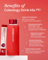 FOODOLOGY Coleology Drink Mix PRO (15days) - Daily Pomegranate Water Mix with Coleus Forskohlii, Banaba Leaf, FOS & Ginkgo – Refreshing Wellness Drink for Body Balance