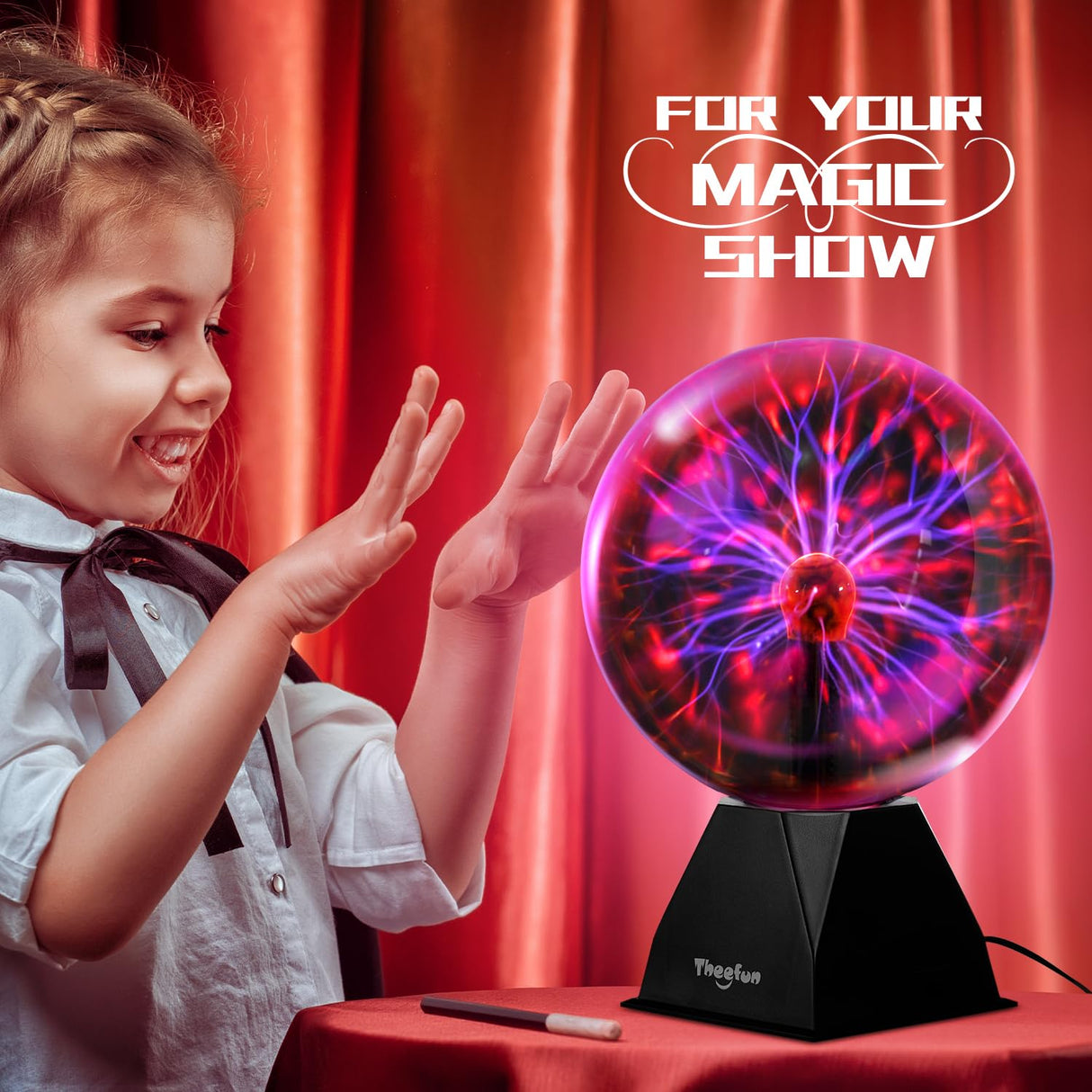 Theefun Plasma Ball: 8 Inch Plasma Globe Touch & Sound Sensitive Ball Lamp Electric Lightning Novelty Light for Parties, Home, Prop, Room Decoration, Christmas Gifts
