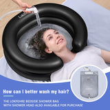 LOKFEHRE Large Portable Inflatable Hair Washing Basin for Bedridden - Wash Hair in Bed with Inflatable Shampoo Bowl.For Elderly,Disabled,Injured,Ideal Inflatable Sink for Locs Detox (Black)
