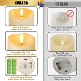 Outdoor Flameless Candles with Remote Timer - Waterproof Realistic Flickering LED Pillar Electric Battery Operated Fake Candle for Home Patio Wedding Fireplace Decor - Ivory 3 Pack (D3”H4”6”8”)
