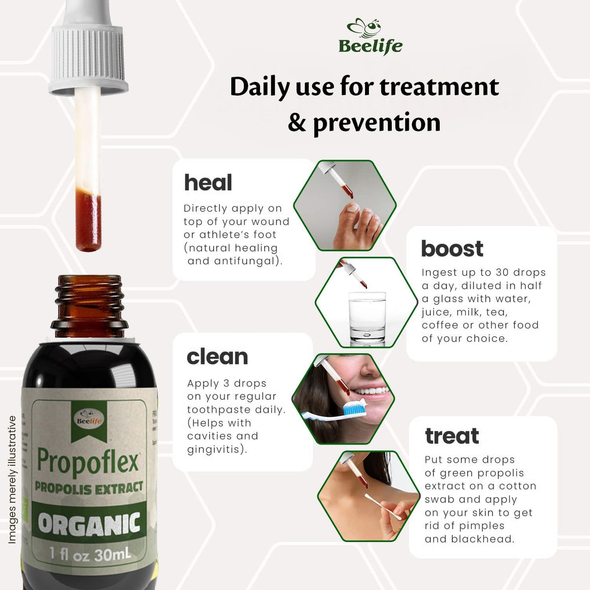 Beelife Organic Brazilian Green Propolis Extract - High Artepillin-C Levels, Antioxidant-Rich Supplement for Overall Wellness - Natural & Kosher- Organic Green Propolis Tincture, 1 Fl. Oz.