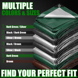 Sunvigor Tarp Waterproof 20x30Ft, Extra Thick 14 Mil Heavy Duty Tarp Cover, Tear & Fade Resistant, Outdoor Tarps with Brass Grommets and Reinforced Edges for Roof, Camping, Patio, Boat (Silver/Brown)