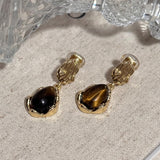 2PCS Maillard Gold Clip On Earrings for Women Dangle Ear Clips Wedding Anniversay Birthday Daily Wear