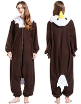Bald Eagle Onesie Costume Adult Halloween Christmas Animal Cosplay One Piece Pajamas for Men Women Small