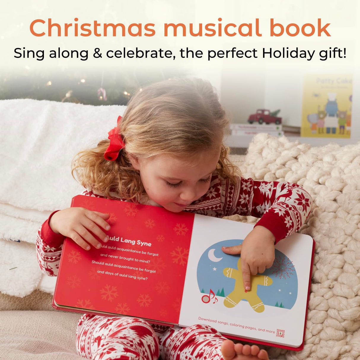 Cali's Books Jingle Bells USB-C Rechargeable Christmas Musical Book - Toddler Interactive Christmas Books for Kids and Babies - Sound Books for Toddlers 1-3 - Baby