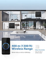 AVANTEK Wireless Doorbell, Waterproof Door Bell Chime Operating at over 1300 Feet, Classroom Doorbell with 52 Melodies, CD Quality Sound and LED Flash, 1 Button + 2 Plug-in Receivers, D-3B