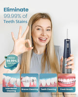 Onlyone Water Dental Flosser, 300ML Portable Oral Irrigator for Teeth, 4 Modes and 5 Jet Tips,Rechargeable Irrigation Cleaner,Electric Flossing Machine Power Flossers & Irrigator Accessories Blue