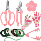 10 Pcs Rose Thorn Stripper Tool Florist Supplies Floral Tape Rose Thorn Remover Flower Bouquet Accessories Garden Remover Floral Gloves Tape Stripper Kit Gift for Women Mother(Pink,Flower)