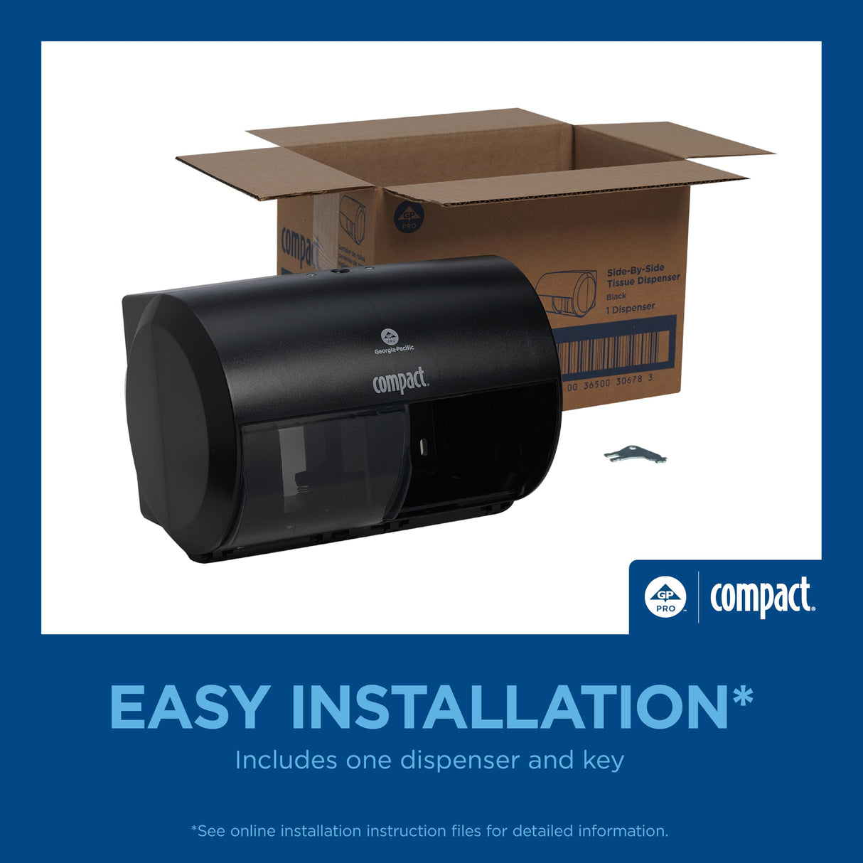 Georgia-Pacific Compact 2-Roll Side-by-Side Coreless High-Capacity Toilet Paper Dispenser by GP PRO (Georgia-Pacific); Black; 56784A; 1 Dispenser