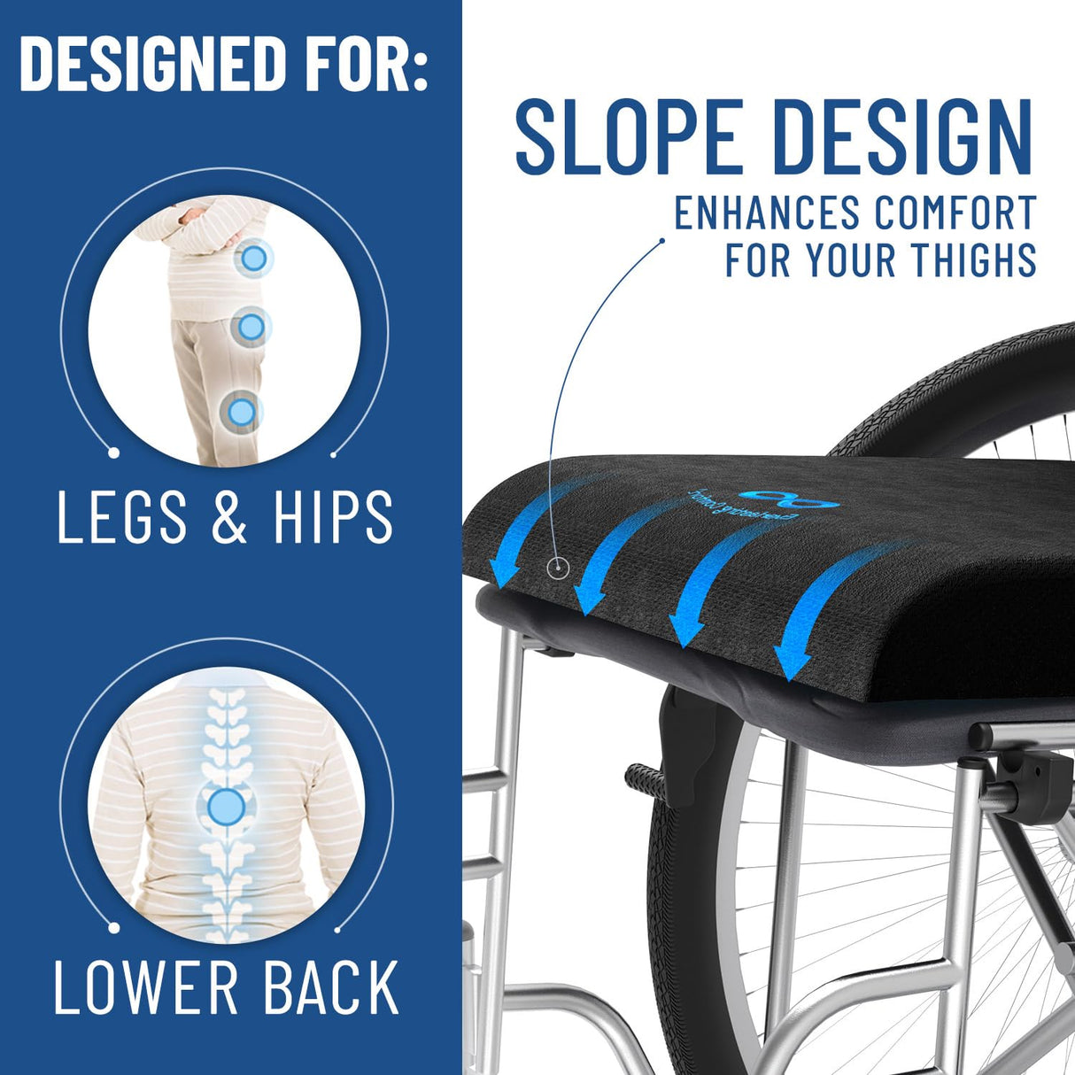 Everlasting Comfort Memory Foam Wheelchair Cushion - Gel Seat Cushion for Seniors and Adults - Pressure Relief and Tailbone Pain Support - Ventilated and Soft Cushion for Ultimate Comfort