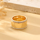 GWH Trendy 3-Pack Stackable Rings for Women - 18K Gold Plated Cubic Zirconia Simulated Diamond Oura Stack Rings for Women Size 7