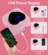 HUGMAPLE UV Light for Nails, 74W Cordless Rechargeable UV Nail Lamp, Fast Nails Dryer Curing Lamp for Salon & Home, Gel Nail Polish UV Light with 5 Timer Setting, Touch Control & Auto Sensor